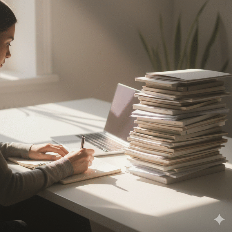 女性、書類、PC