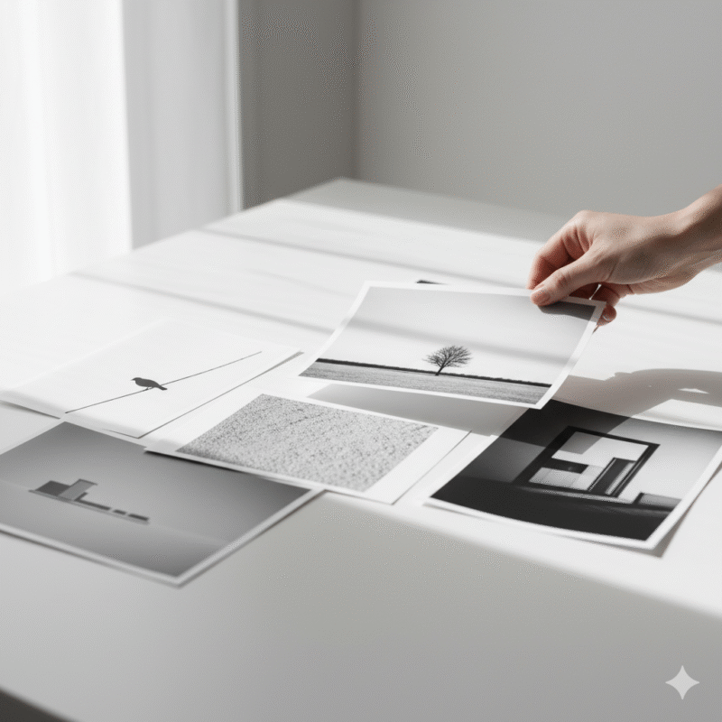 写真選び、モノクロ、ミニマム