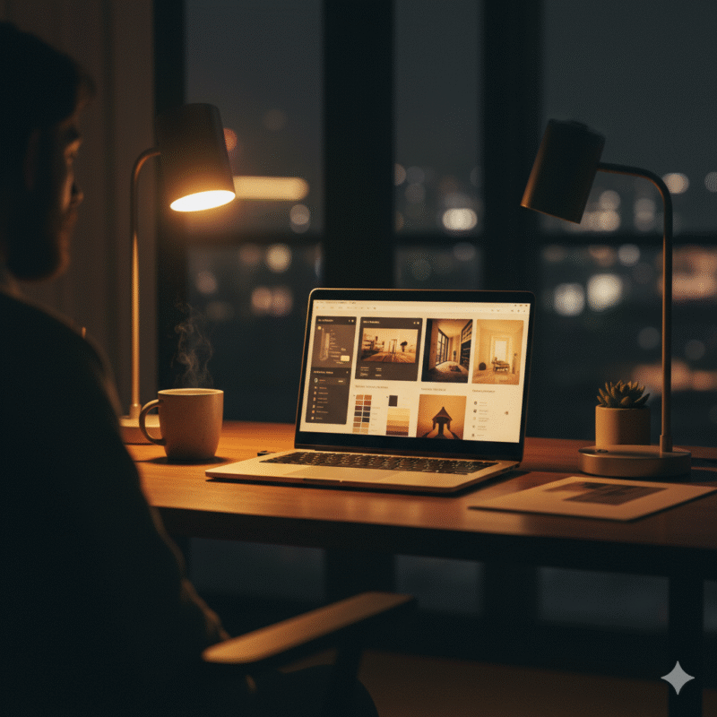 暗い、PC、デスク