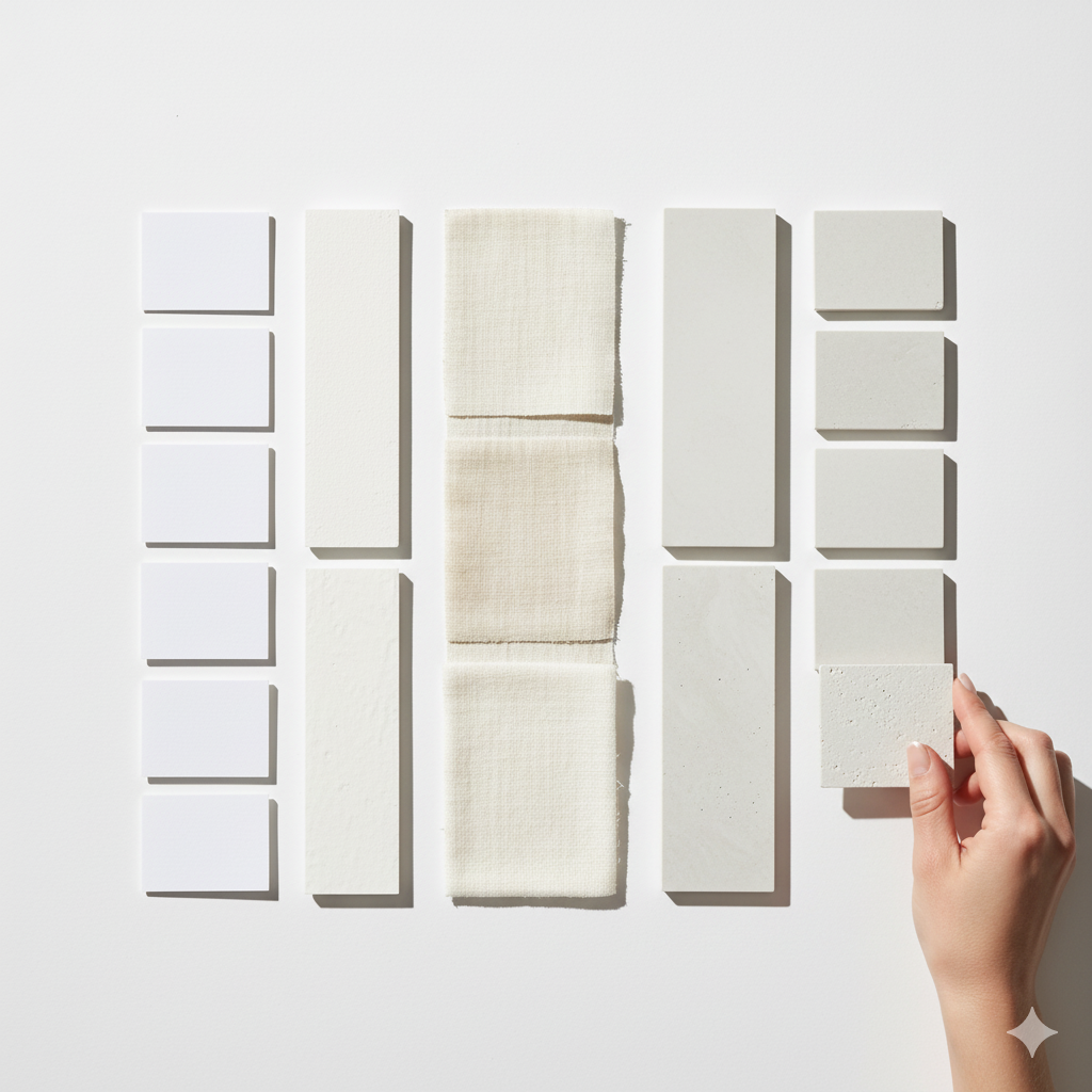 白、アイボリー、グレー寄り白