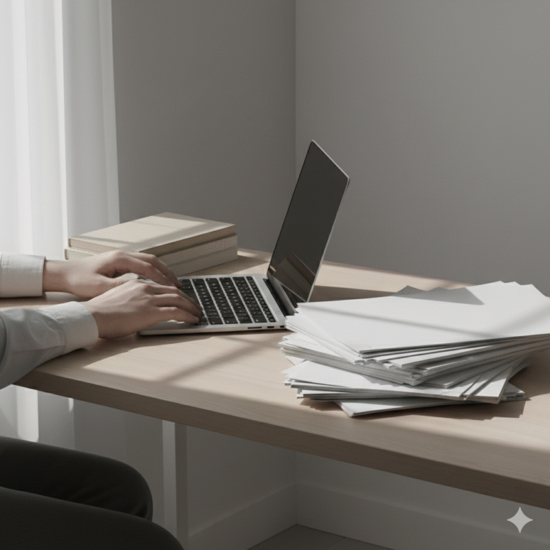 PC、タイピング、デスク、書類