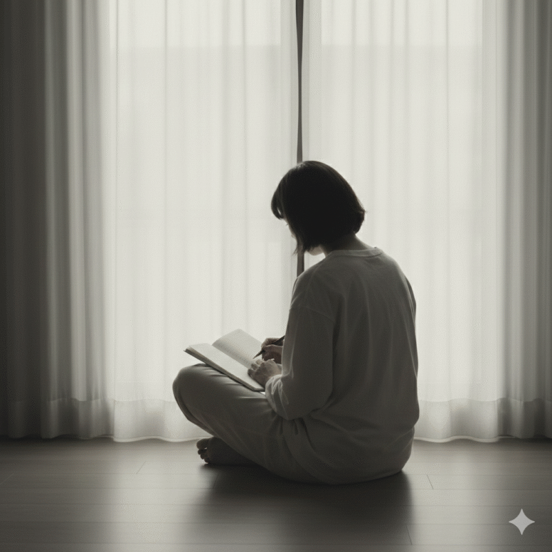 暗い部屋、女性、本