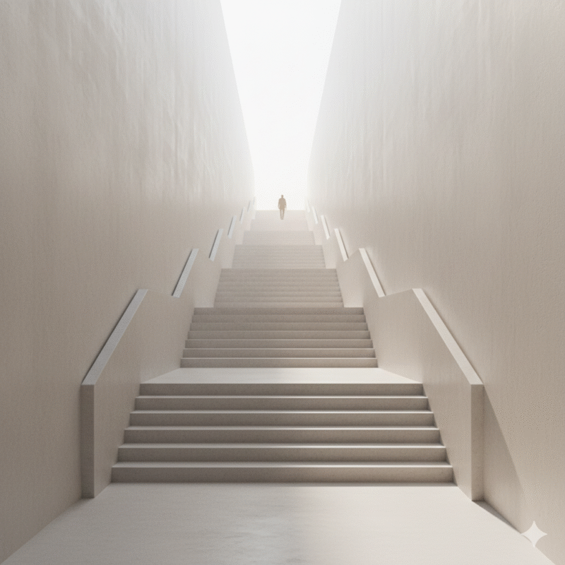 明るい階段、光、のぼる