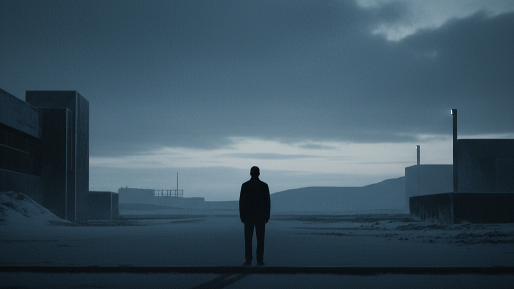 寂しい街、暗い、人影