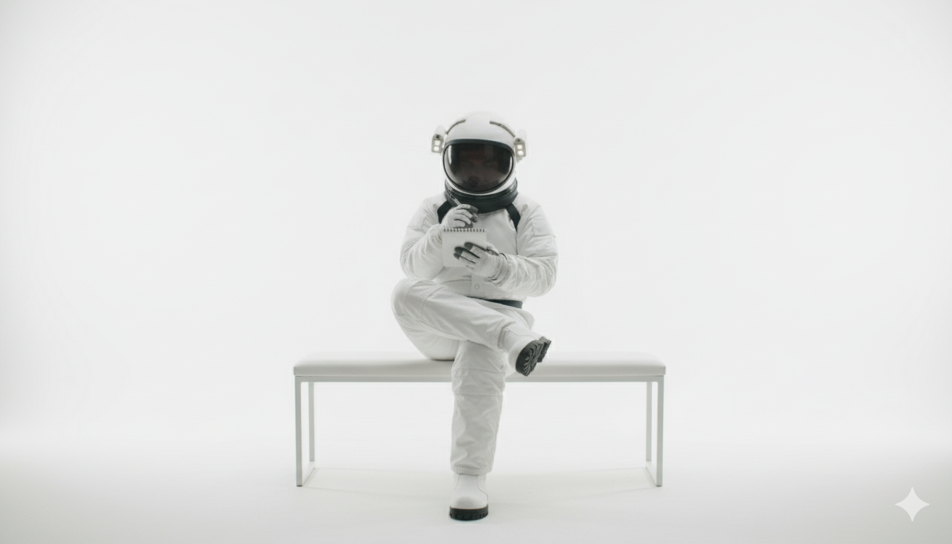 宇宙飛行士がメモ取ってる