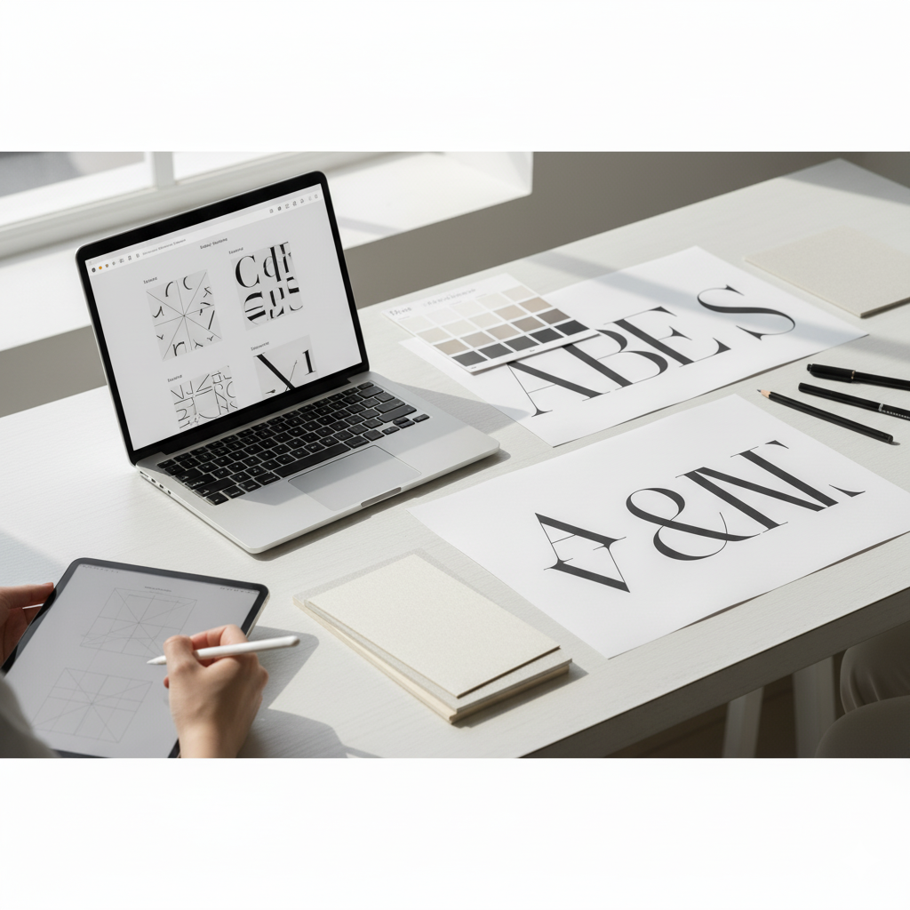 PC、フォント、デスク