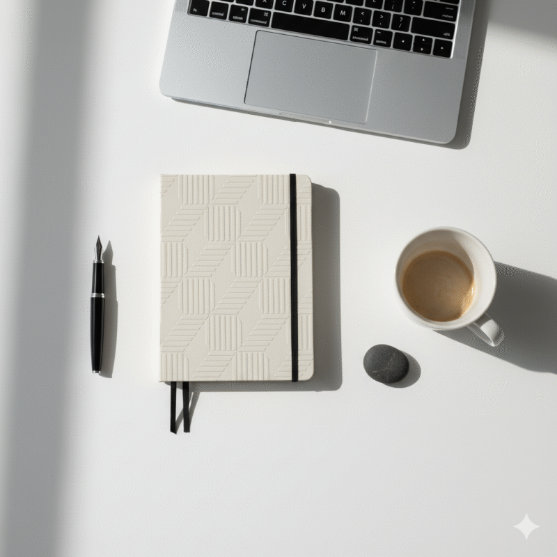 ノート、デスク、まとまり