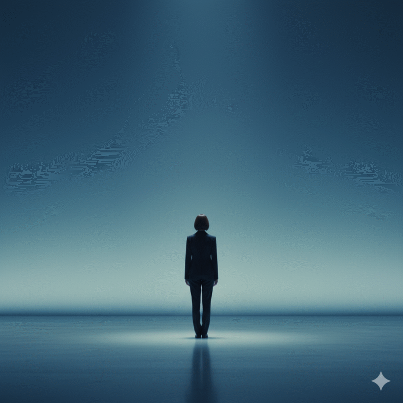 青い、空間、女性