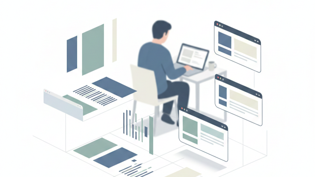 ブルー、グリーン、PC、作業、デスク