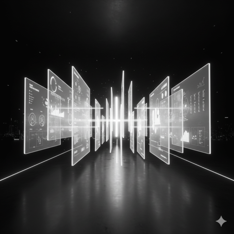 黒背景、光、ウィンドウ並び