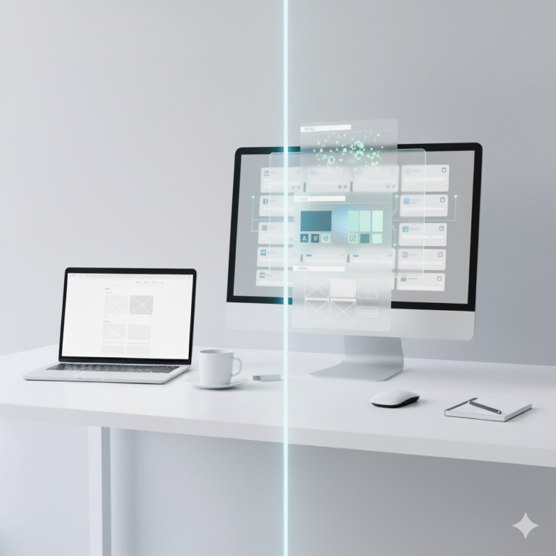 白、デスク、PC、窓