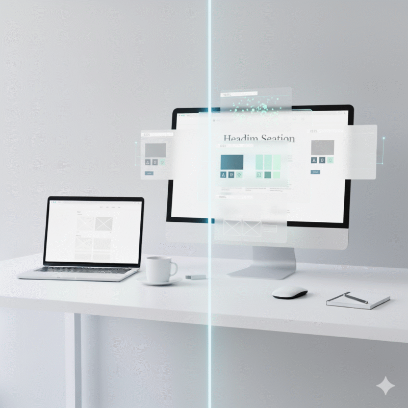 白、デスク、PC、窓