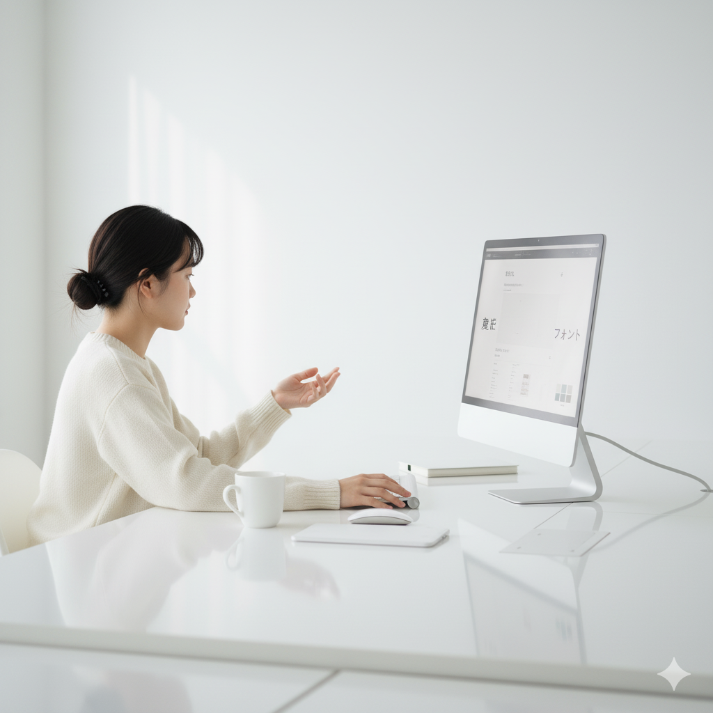 女性、デスク、白