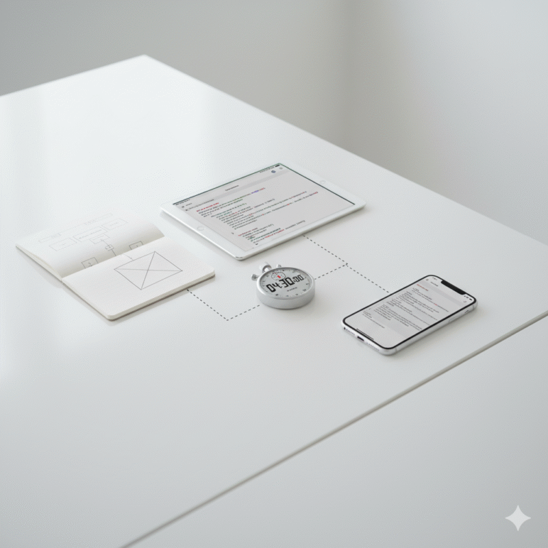 ノート、スマホ、デスク、白