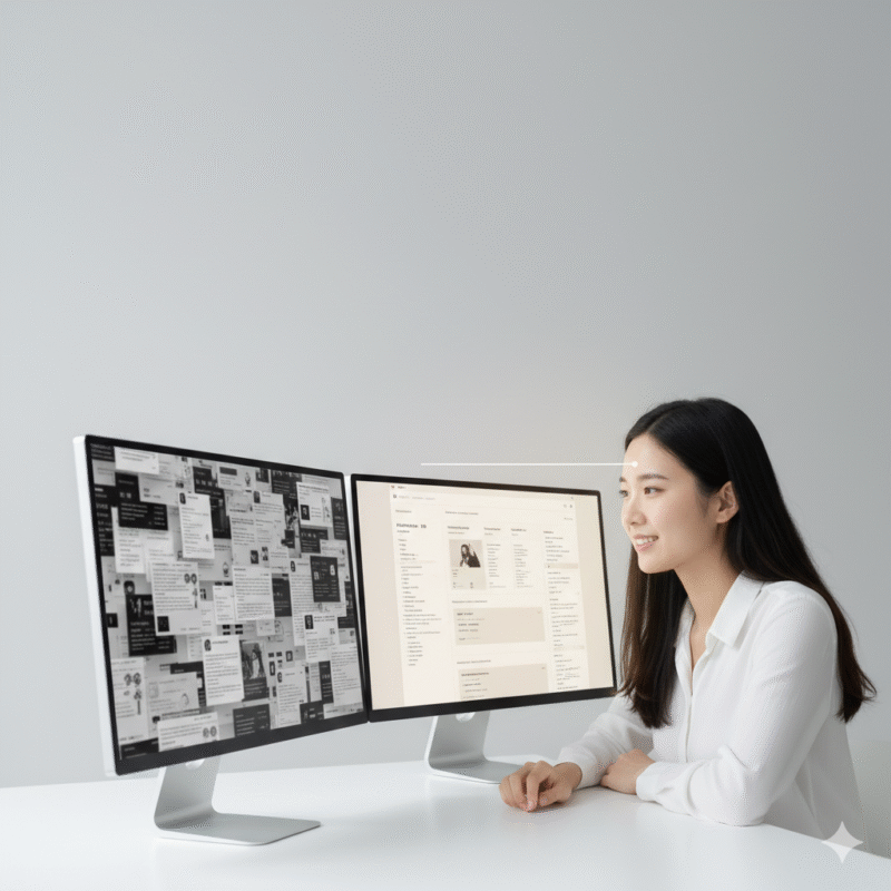 モニター、思考、モノクロ