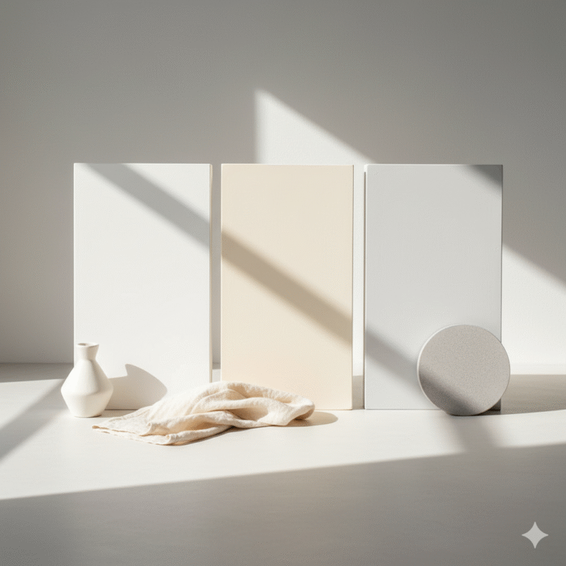 白、アイボリー、グレー寄りの白