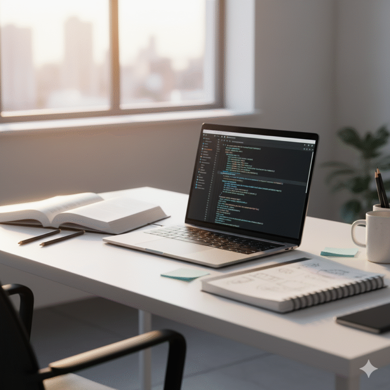 夕方、PC、コード