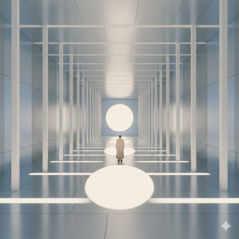 無機質、廊下、人