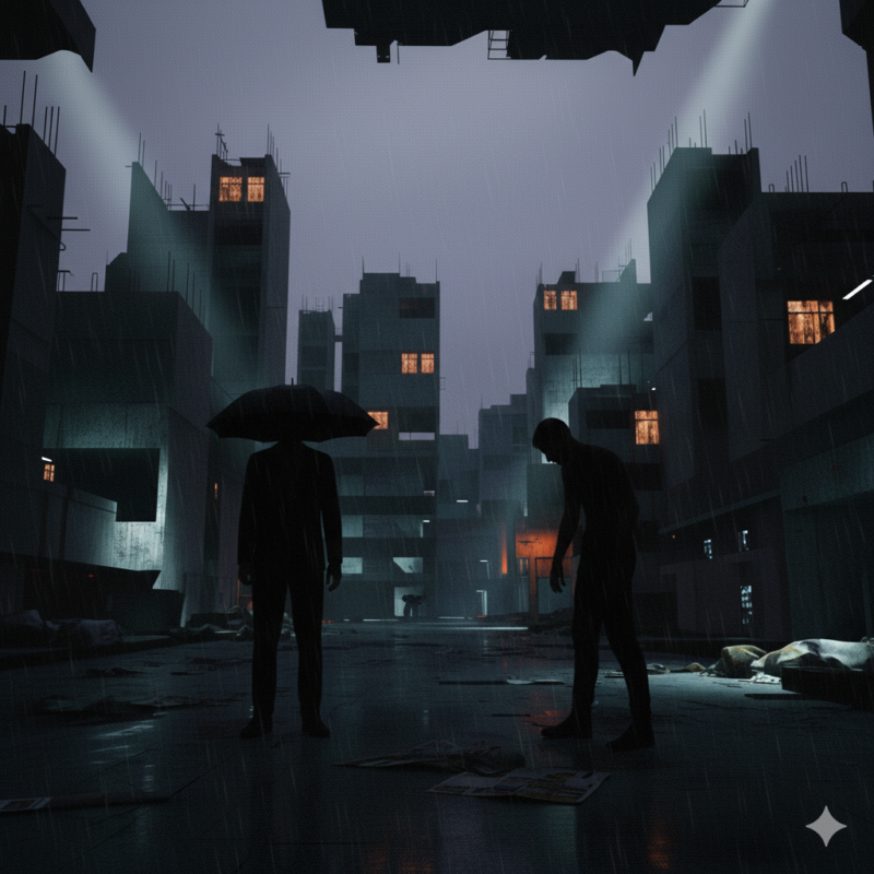 二人、対称、暗い街