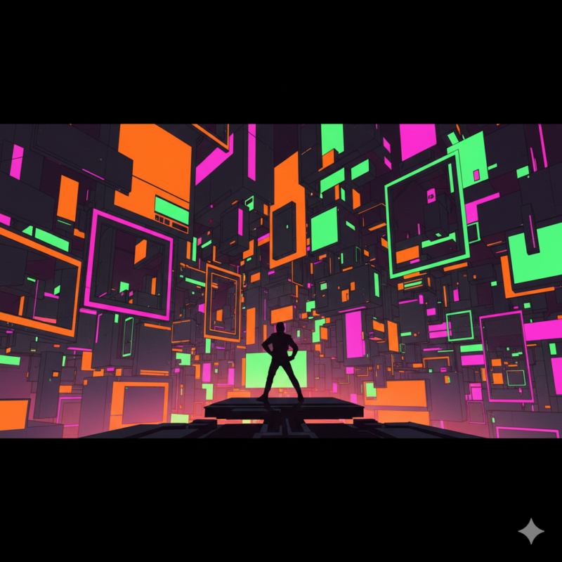 人、ネオン、ブルータリズム