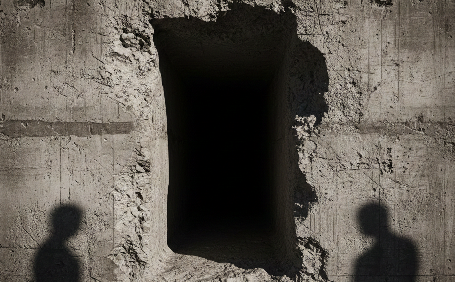 コンクリート、穴、人