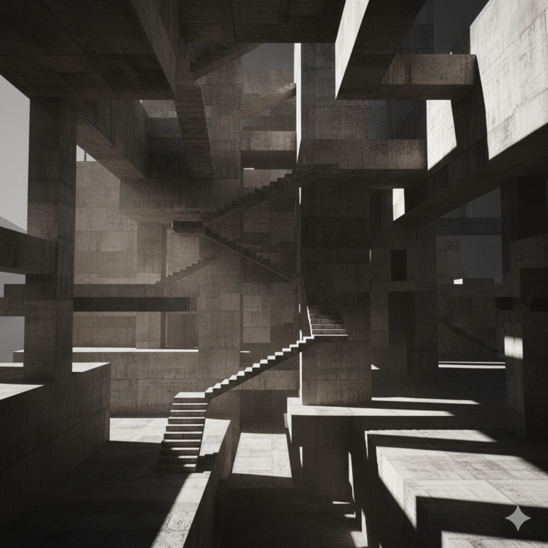 階段、コンクリート、ブルータリズム