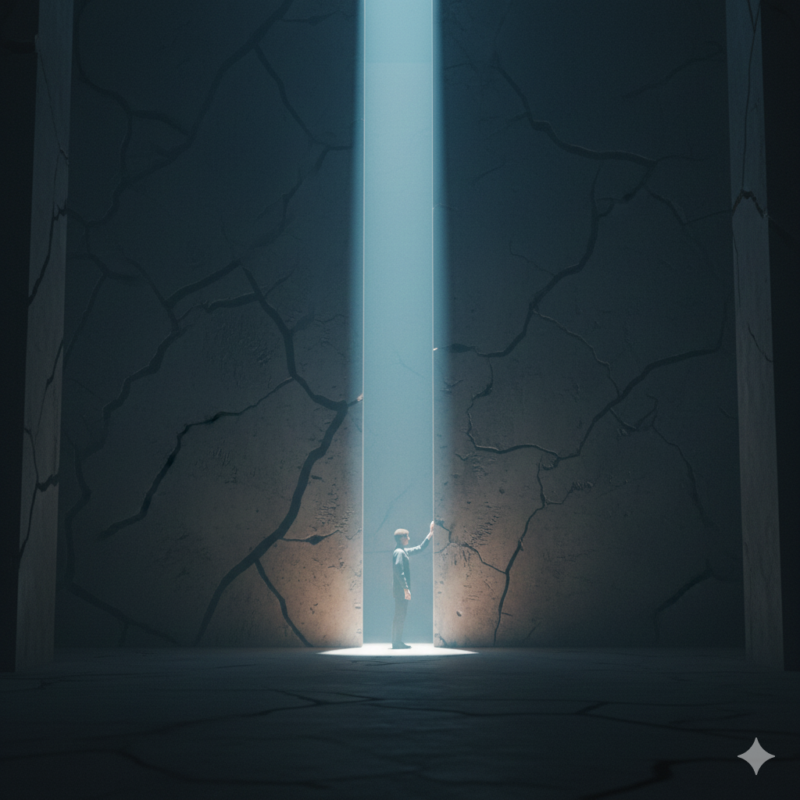 扉、隙間、光、人