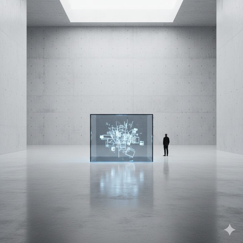 美術館、静か、モニター