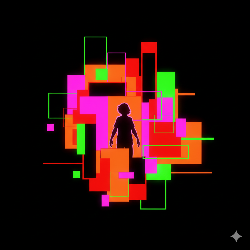 人、ネオン、ブルータリズム