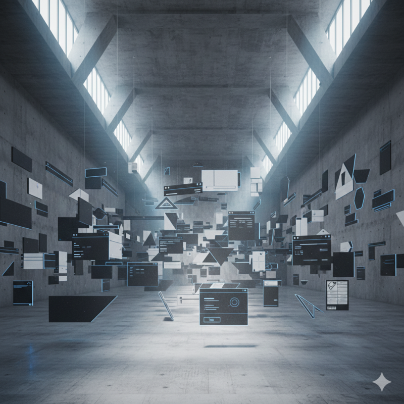 並ぶモニター、中毒性、美術館、ブルータリズム