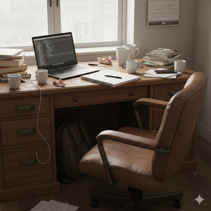 デスク、チェア、PC