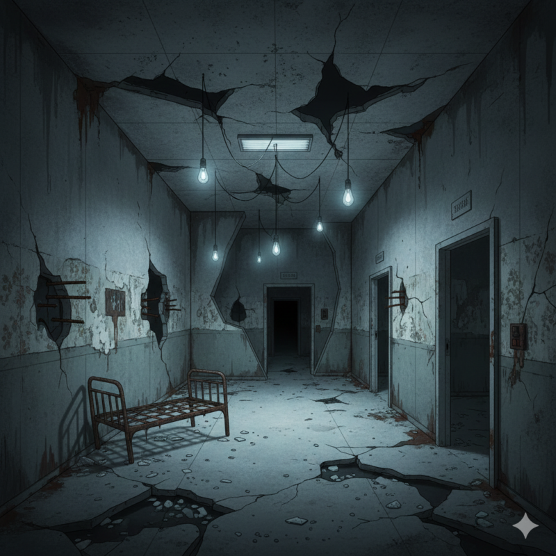 精神病棟、暗い、廊下