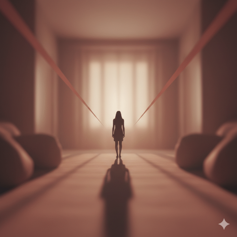 赤い部屋、人影