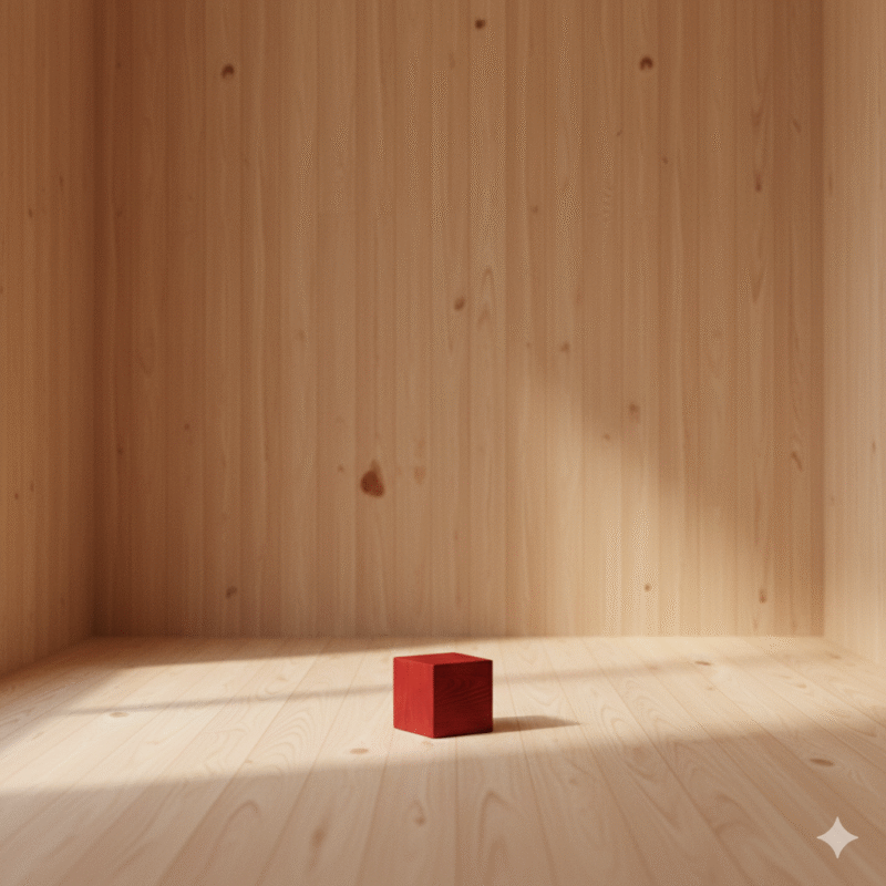 木の部屋、赤い箱