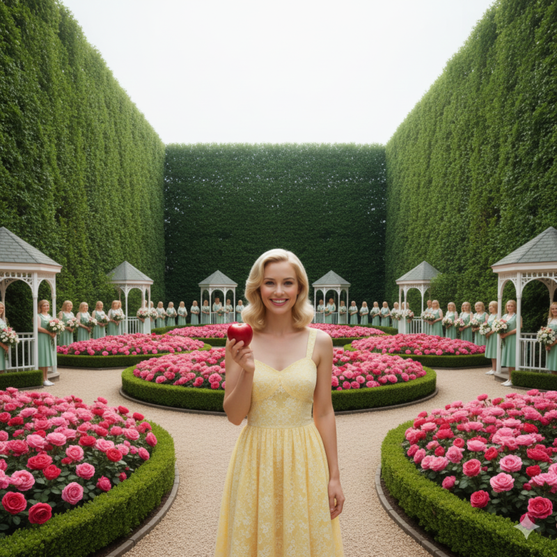 笑顔、女性、花壇